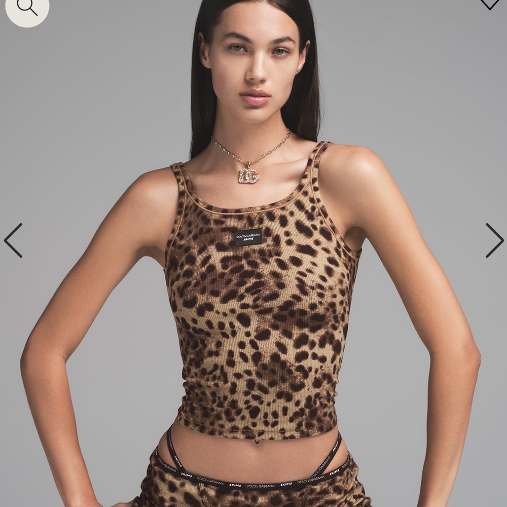 DOLCE & GABBANA X SKIMS COTTON RIB SCOOP TANK leopard print small sold out